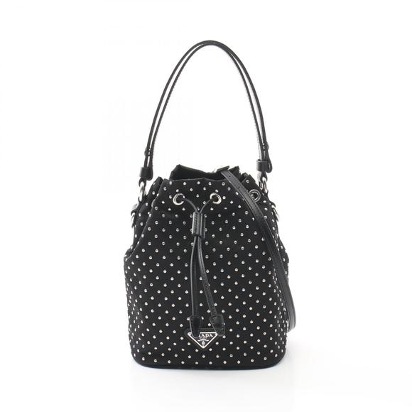 Prada Studded Nylon Handbag Black - Picture 1 of 5